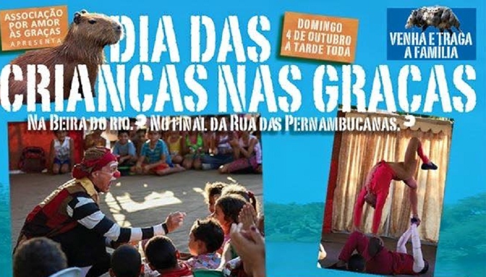 Oficinas gratuitas, contação de estórias e passeios de Barco pelo Rio Capibaribe, no Circo Gracioso do Dia das Crianças nas Graças