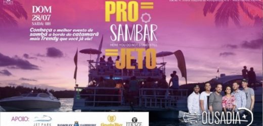 Projeto Festival Sambar, no dia 28/07, venha sambar a bordo de um catamarã.