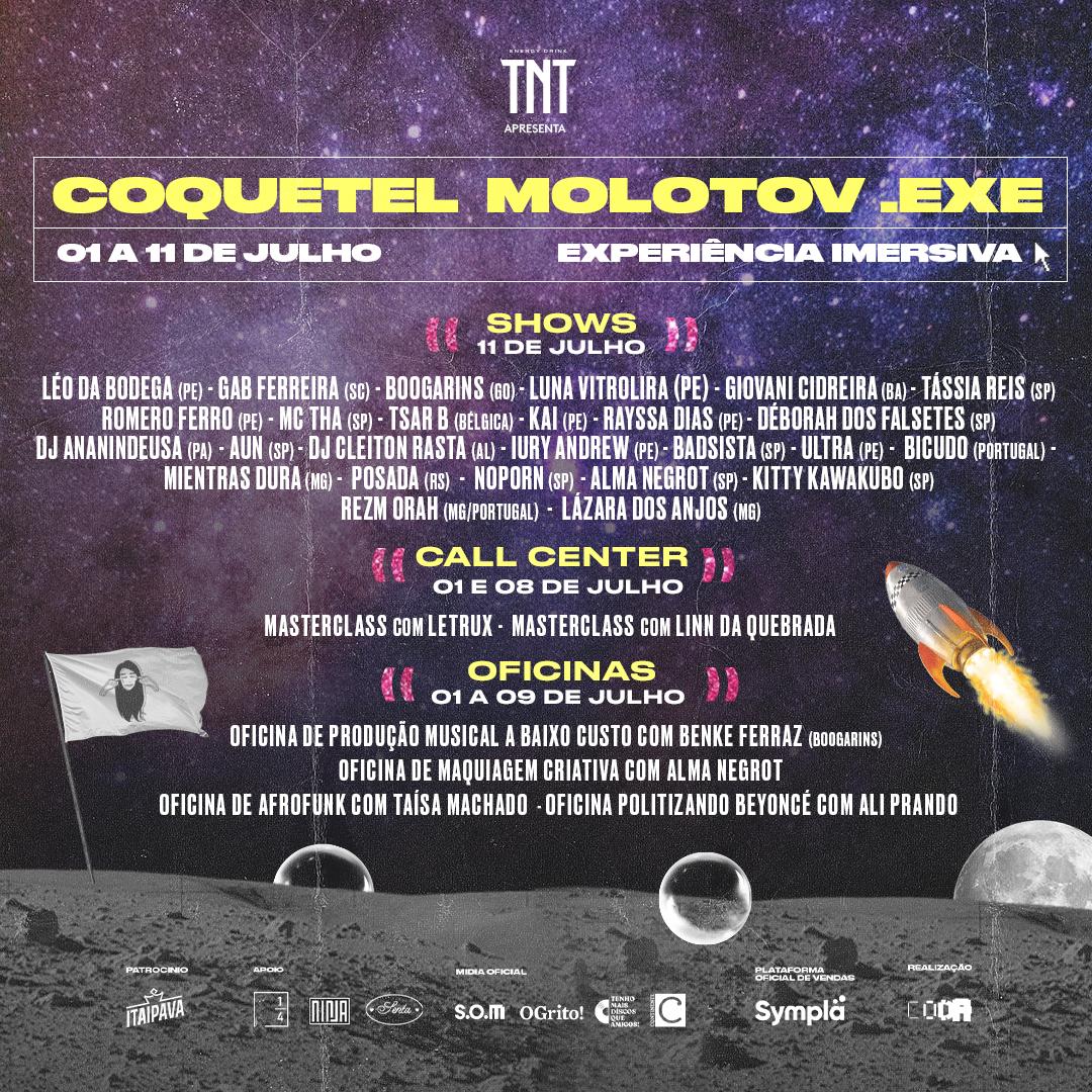 De 01 a 11 de Julho ocorre o Festival online Coquetel Molotov .exe. Confira a programaçao completa.
